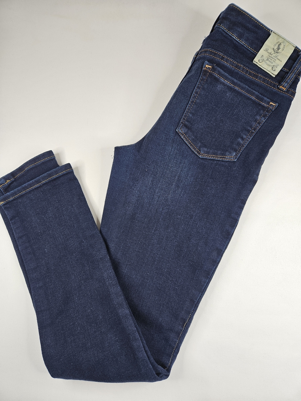 Ralph Lauren Dark Blue Denim Jeans with Gold Stitching